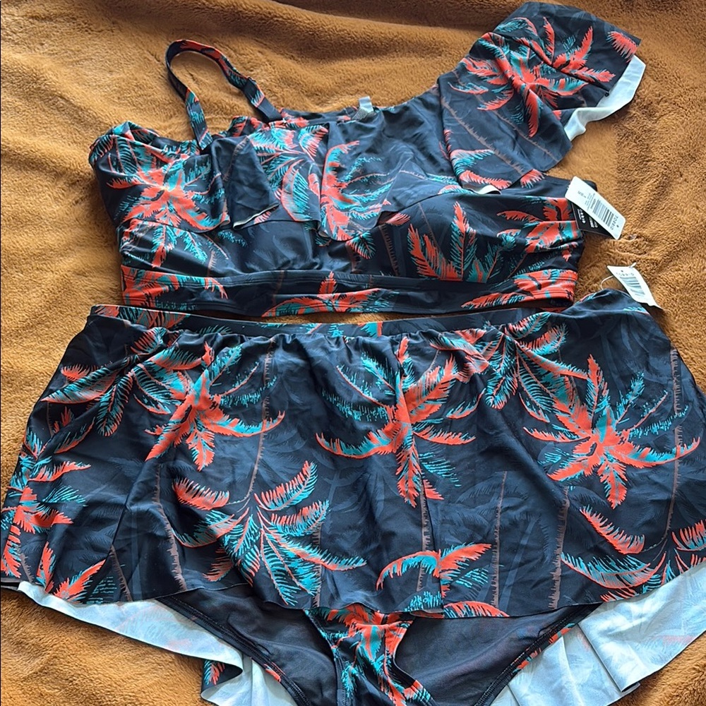 Torrid Tropical Print Off-Shoulder Swimsuit sz 5X
